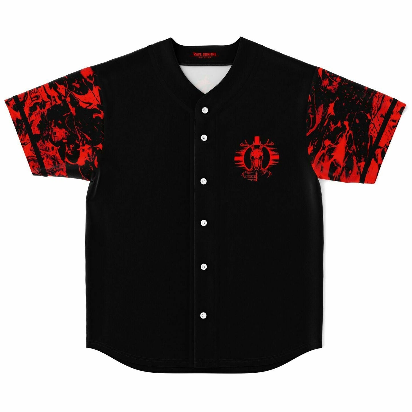 SVDDEN DEATH Black Body Antlered Deer Rave Baseball Jersey