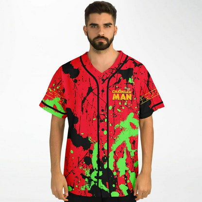 Red Chainsaw Wielding Rave Baseball Jersey