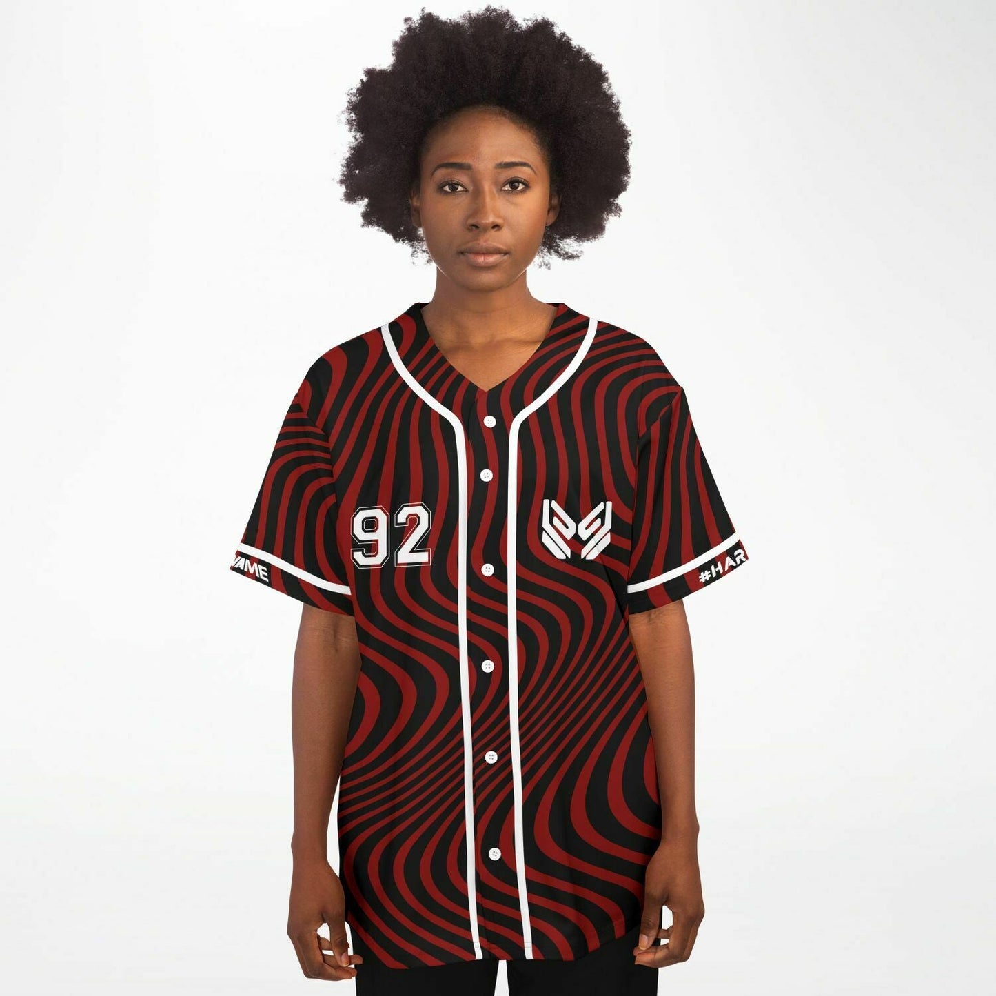 SAYMYNAME Deep Red Wavy Warped Rave Baseball Jersey