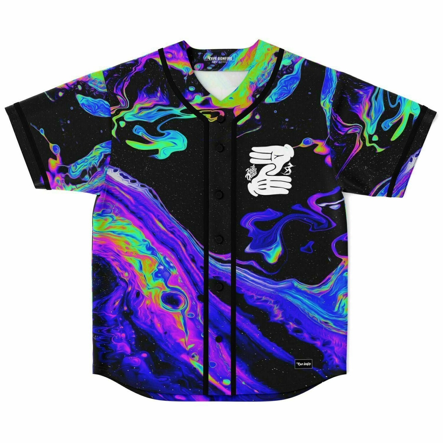 Black Liquid Oil Rave Baseball Jersey