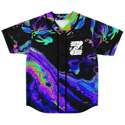 Black Liquid Oil Rave Baseball Jersey