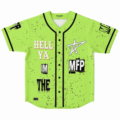 Neon Lime Grunge Paint Rave Baseball Jersey