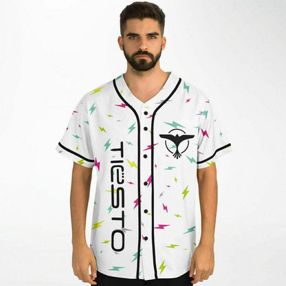 Tiësto White Scattered Lightning Rave Baseball Jersey