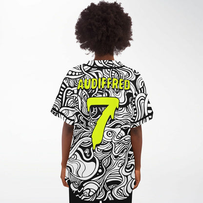 Audiffred Black White Dense Psychedelic Rave Baseball Jersey
