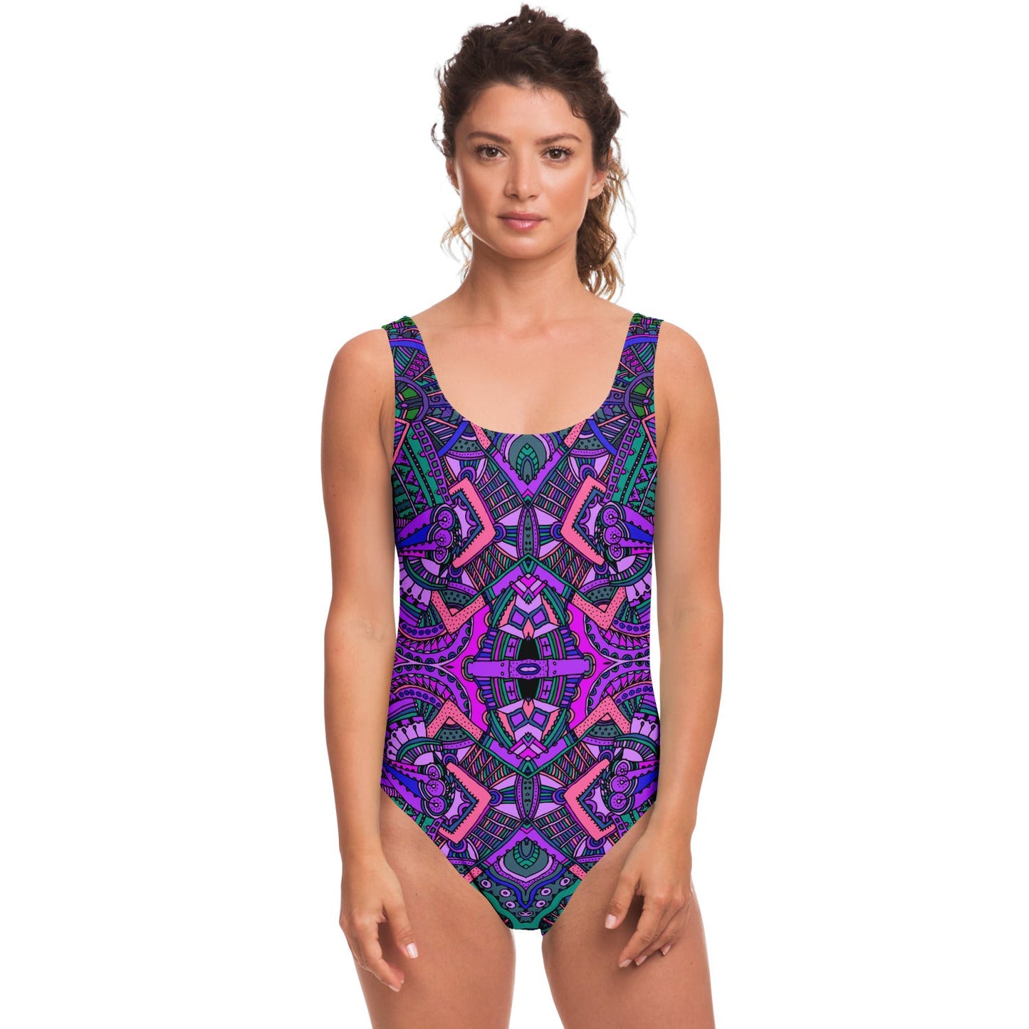 Purple Mirrored Tribal Rave Swimsuit