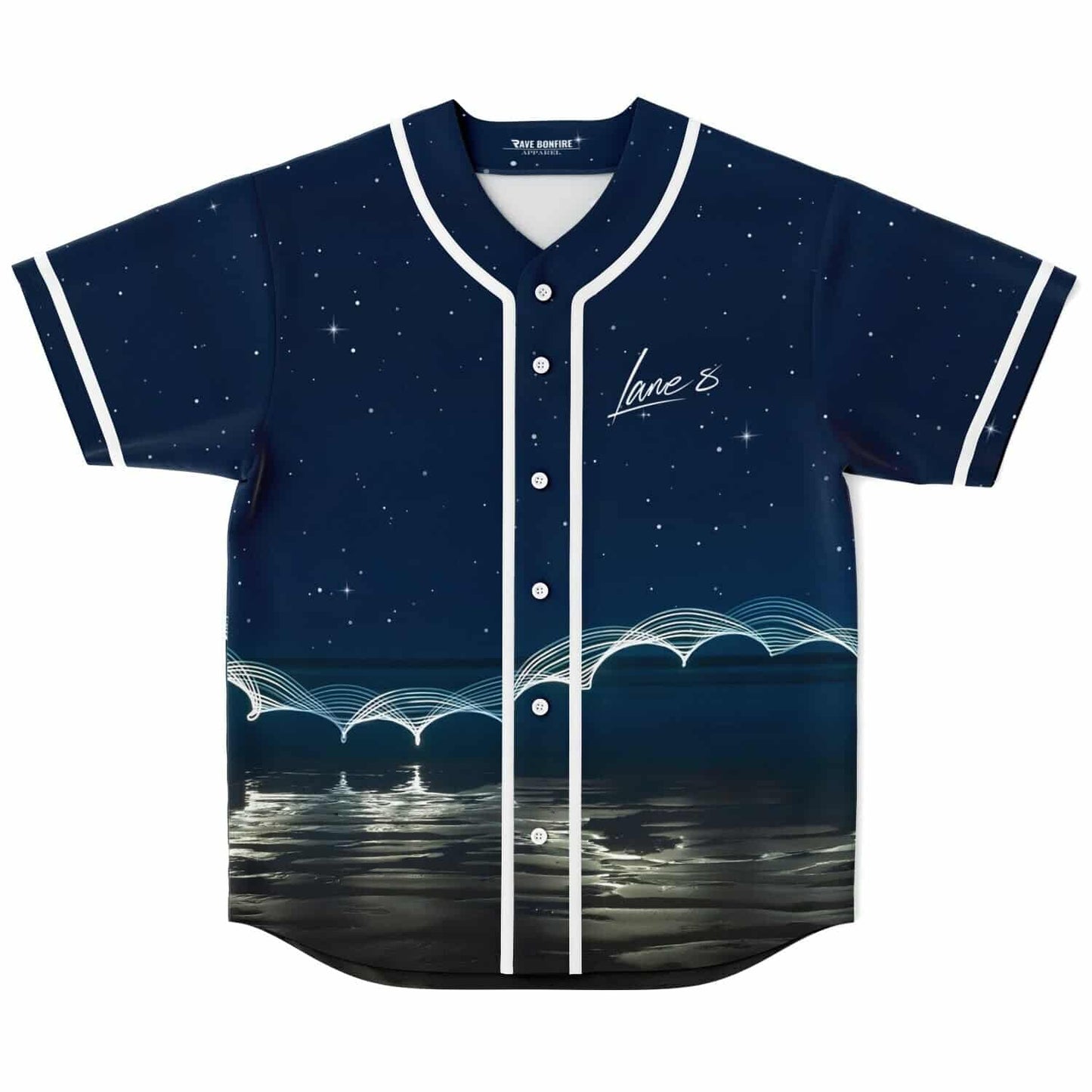 Lane 8 Deep Navy Starry Night Rave Baseball Jersey