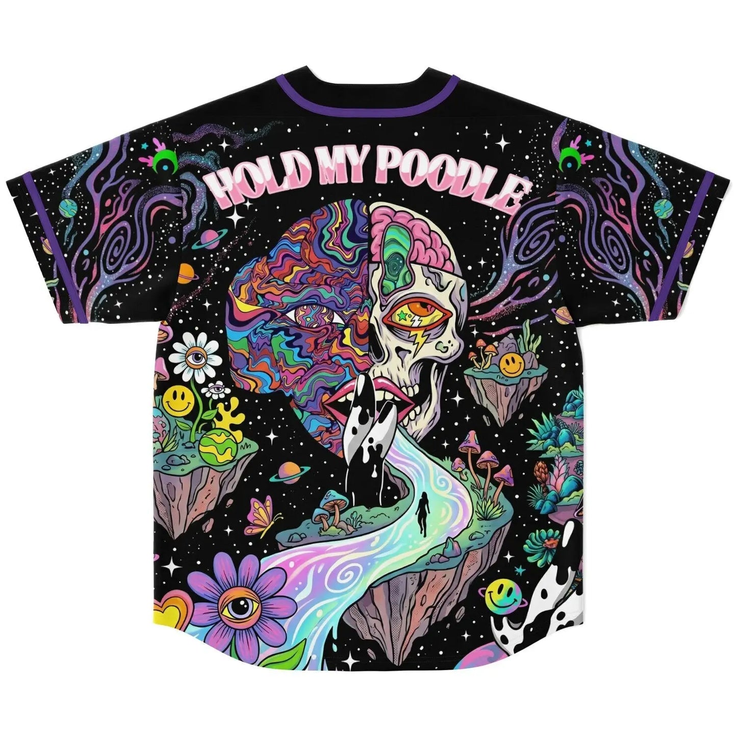 Black Psychedelic Melting Rave Baseball Jersey