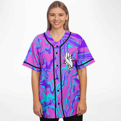Pink Liquid Marble Rave Baseball Jersey