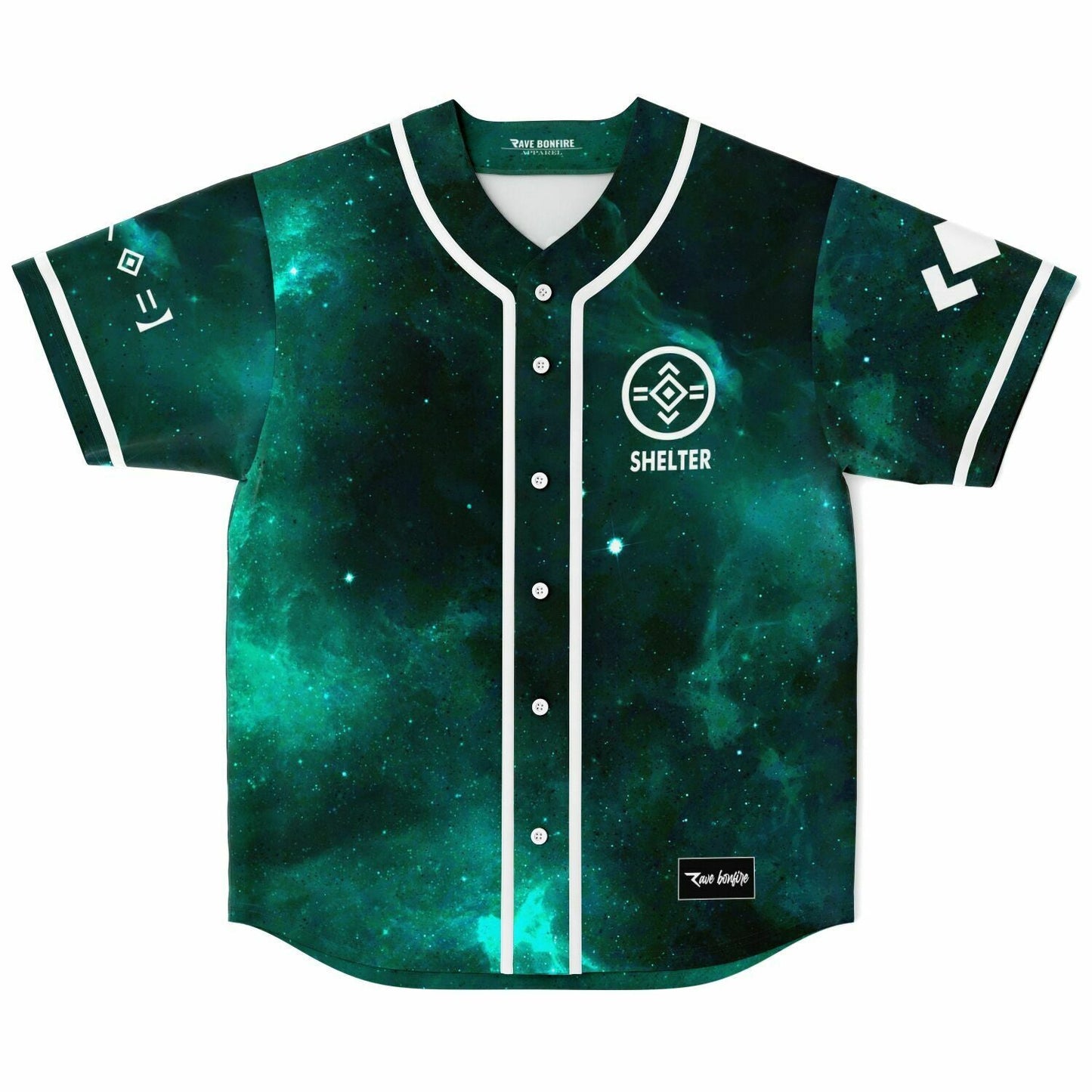 Teal Emerald Green Cosmic Rave Baseball Jersey
