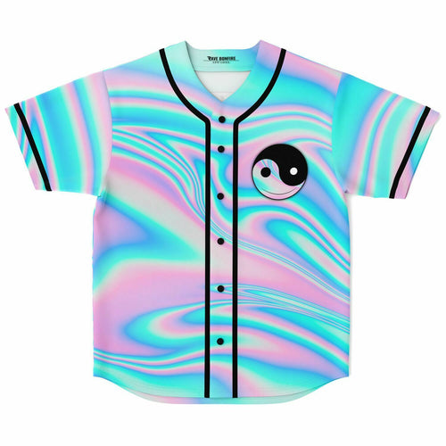 Pastel Holographic Iridescent Liquid Rave Baseball Jersey