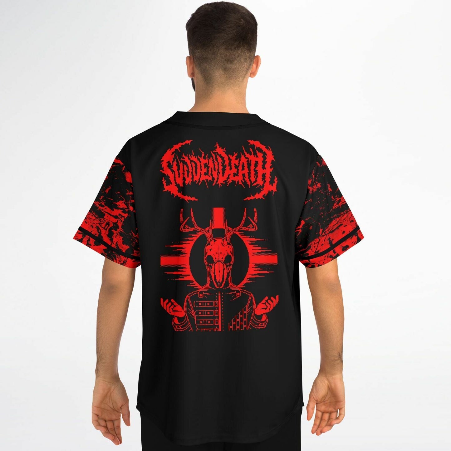 SVDDEN DEATH Black Body Antlered Deer Rave Baseball Jersey