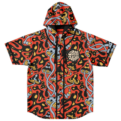 Red Orange Psychedelic Melting Rave Hooded Baseball Jersey