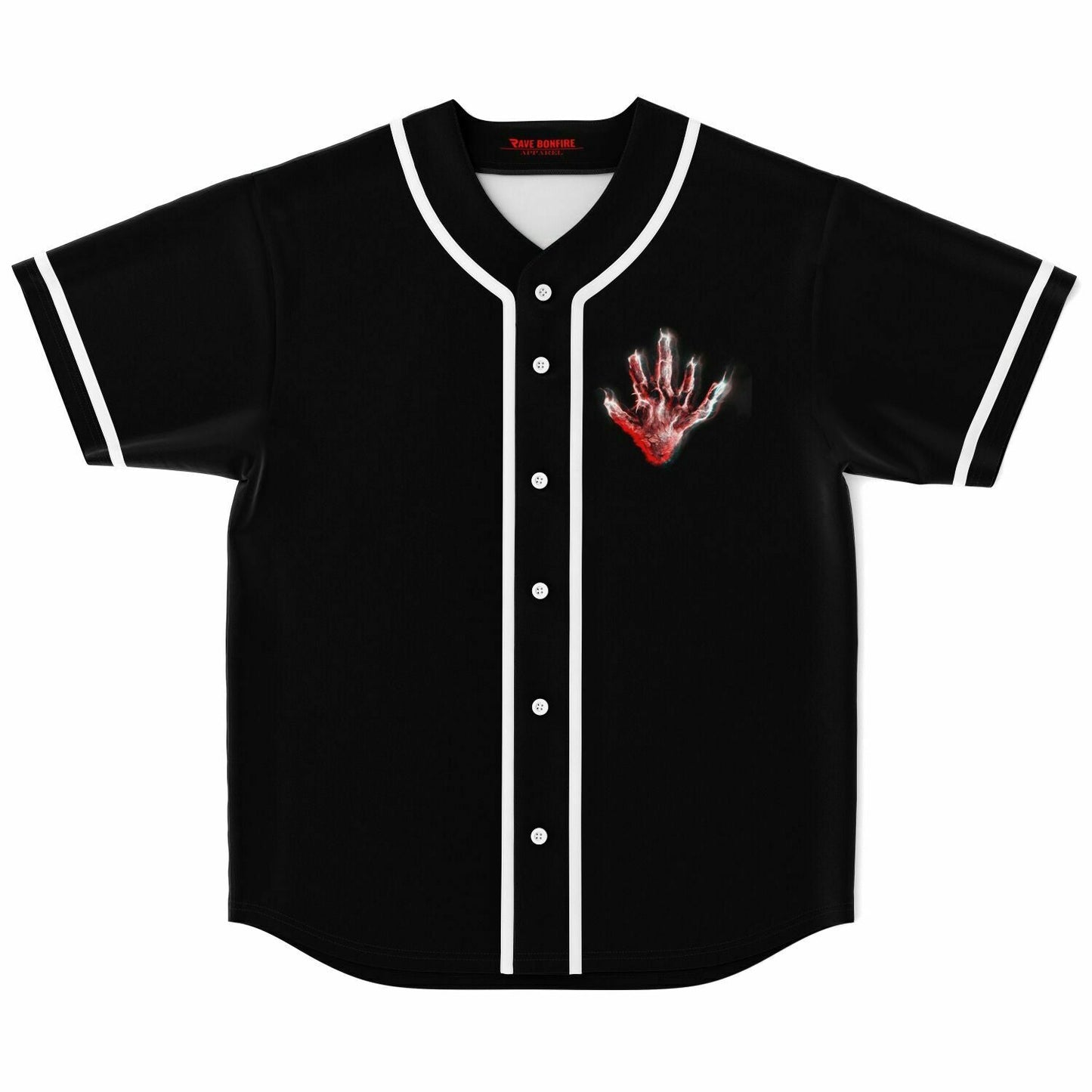 Black Glowing Red Rave Baseball Jersey