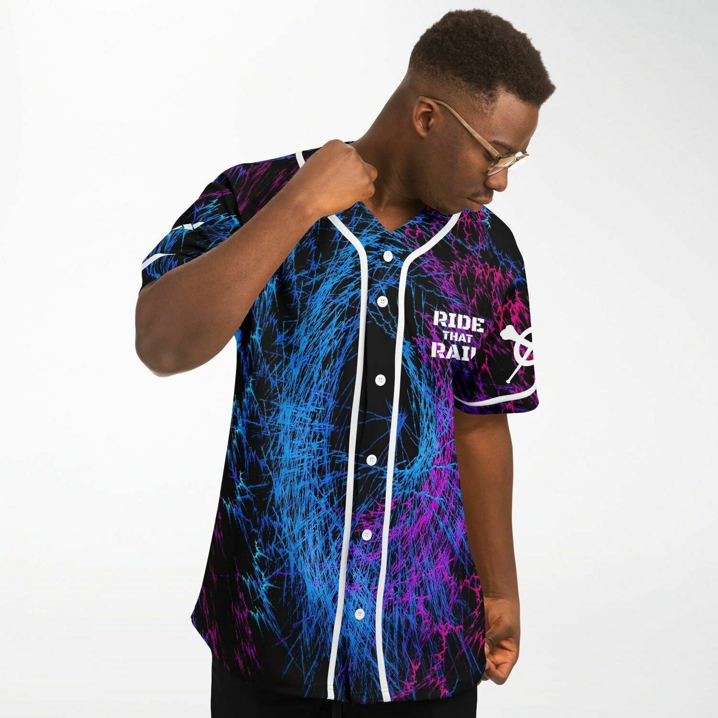 Kayzo Black Swirling Neon Rave Baseball Jersey