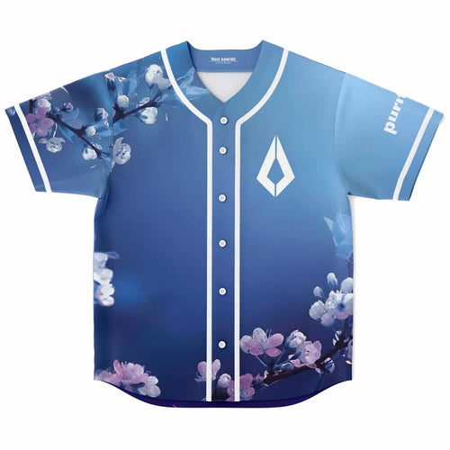 Nora En Pure Blue Gradient Cherry Blossom Rave Baseball Jersey