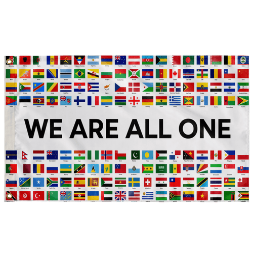 White Grid World Rave Flag
