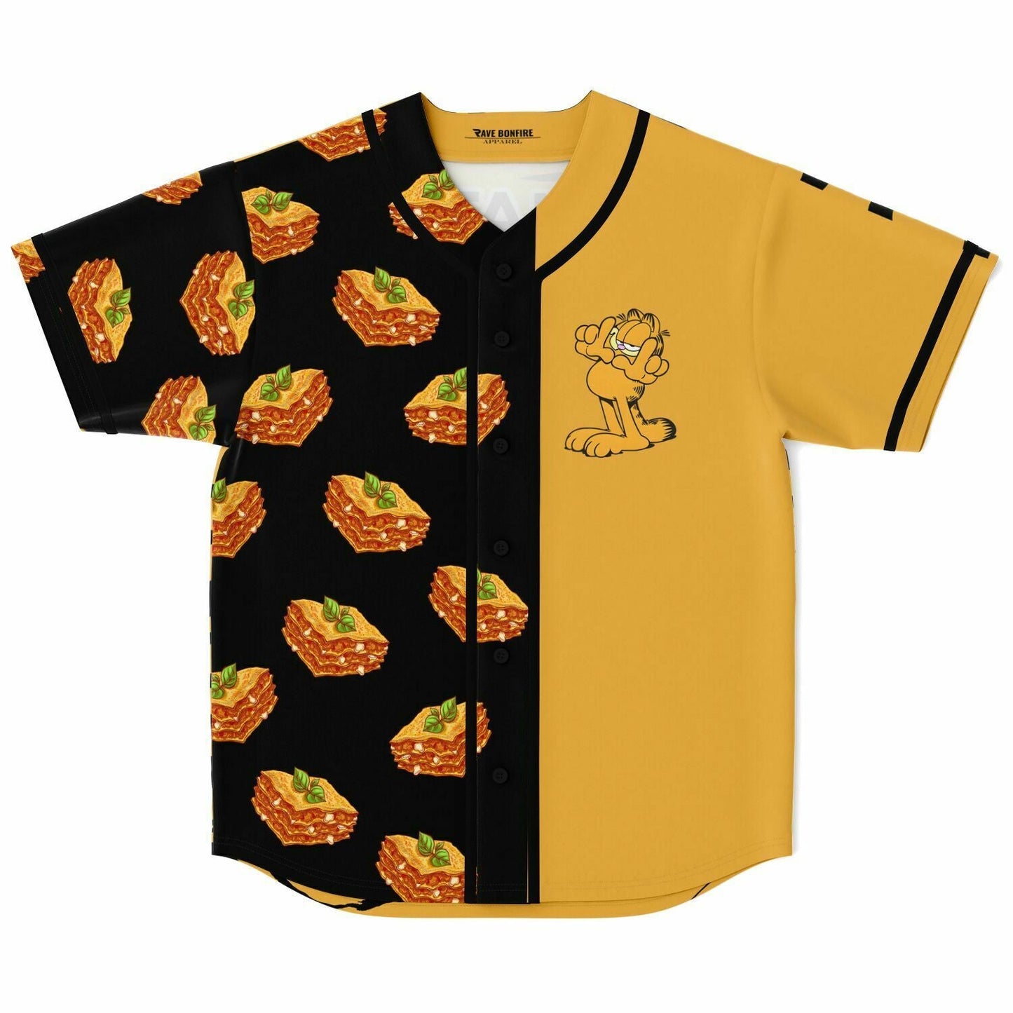Black Mustard Garfield Cat Rave Baseball Jersey