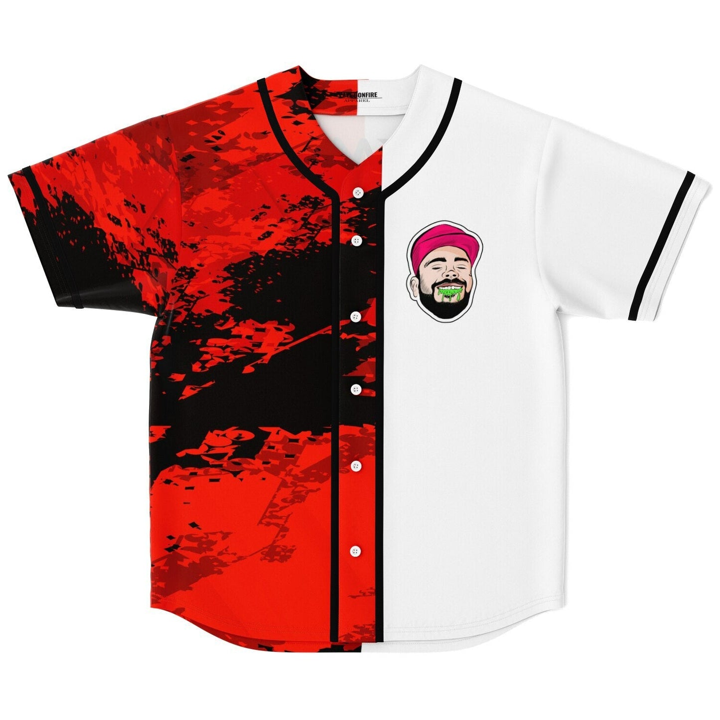 Split Red Left Half Rave Baseball Jersey
