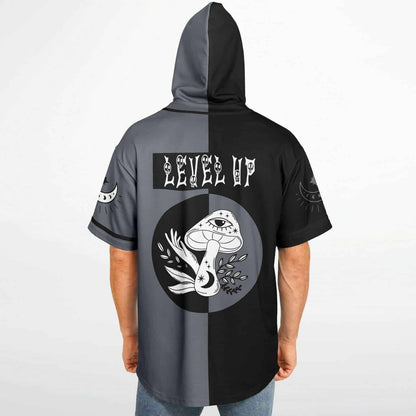 Split Black Half Rave Hooded Baseball Jersey