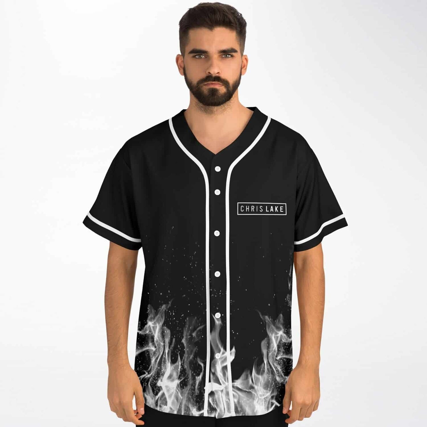 Chris Lake Black Rising Flames Rave Baseball Jersey