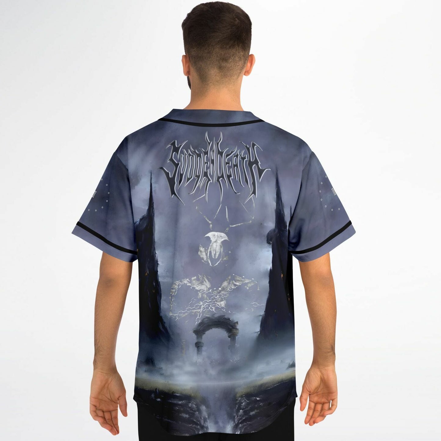 Sullivan King Dark Grey Fantasy Landscape Rave Baseball Jersey