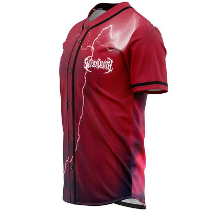 SVDDEN DEATH Deep Red Lightning Storm Rave Baseball Jersey