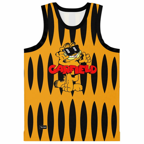 Orange Garfield Cat Rave Basketball Jersey