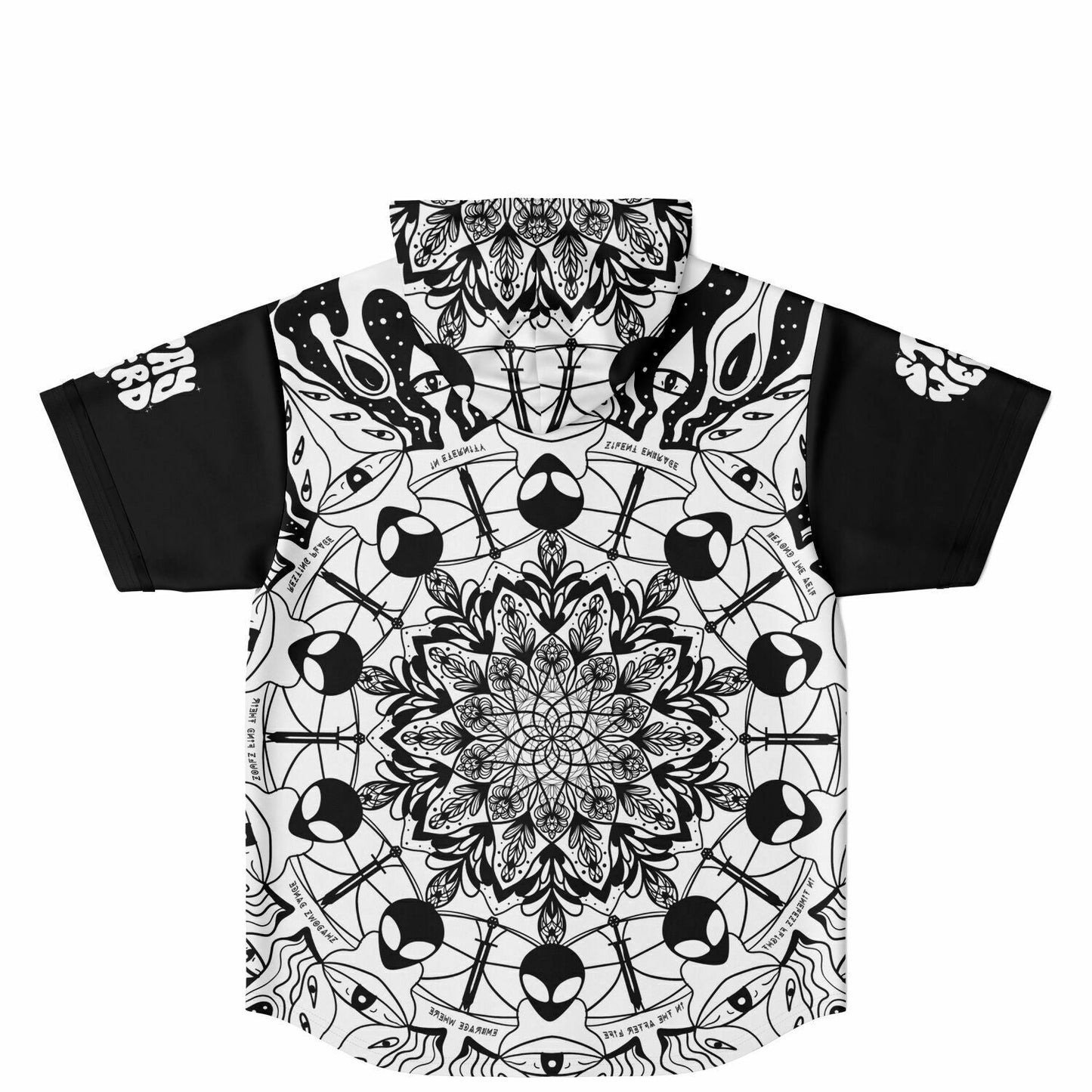 Black White Kaleidoscope Rave Hooded Baseball Jersey