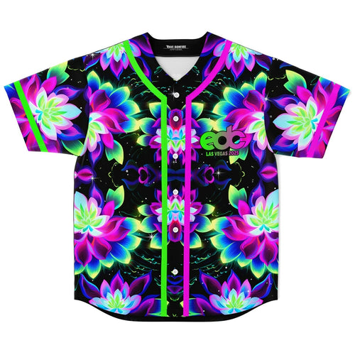 EDC Las Vegas 2025 Black Kaleidoscopic Glowing Rave Baseball Jersey