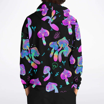 Neon Mushroom Forest Black Rave Hoodie