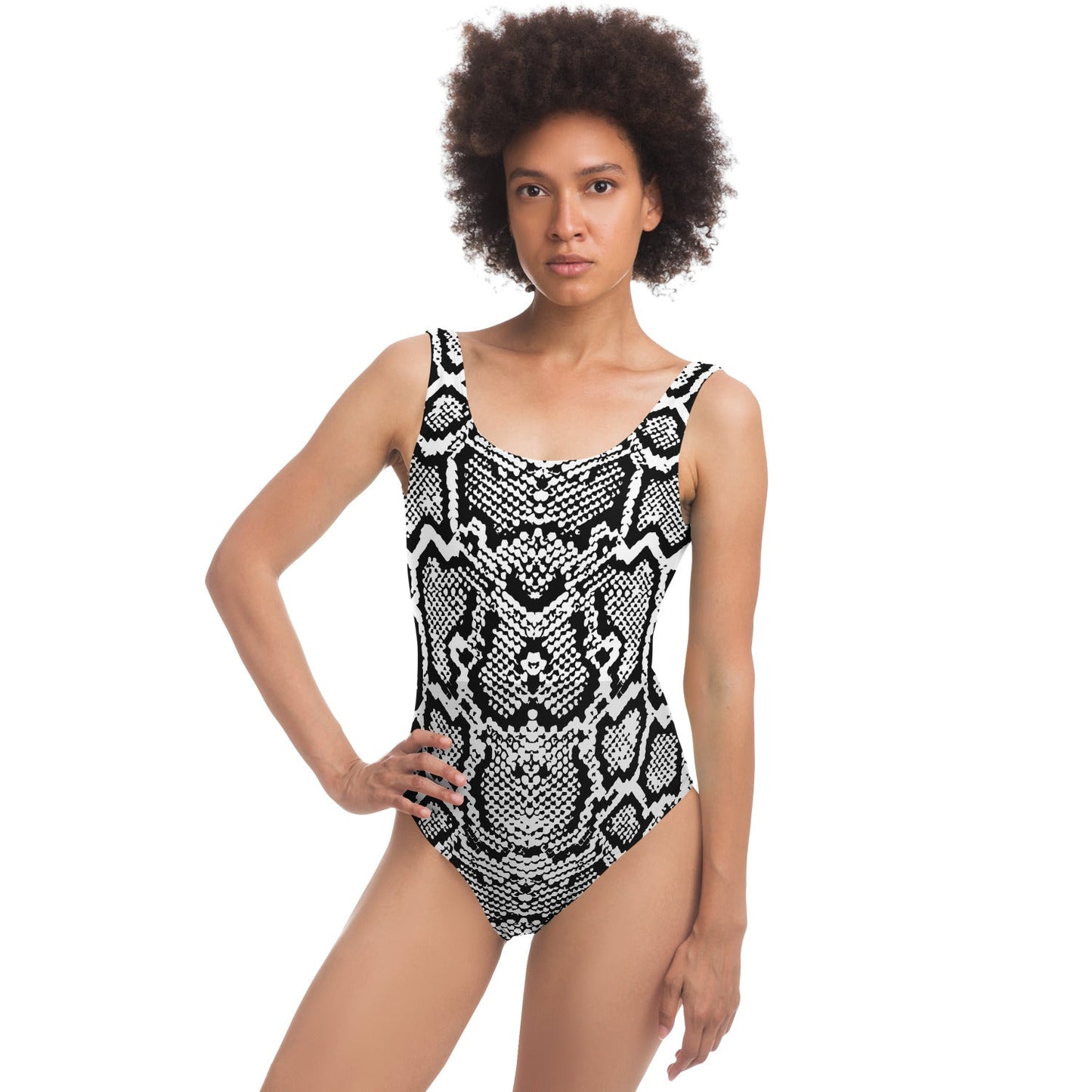 Black White Snakeskin Rave Swimsuit