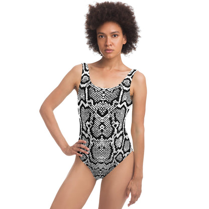 Black White Snakeskin Rave Swimsuit