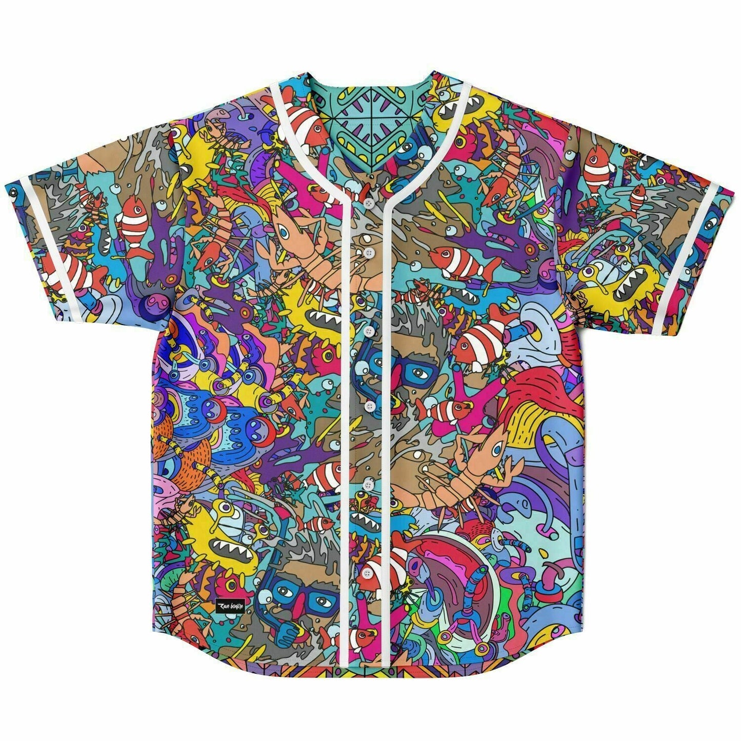 Teal Kaleidoscope Doodle Reversible Baseball Jersey