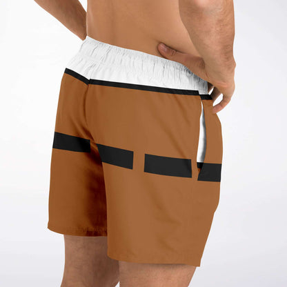 Brown Novelty Trompe Rave Swim Trunks