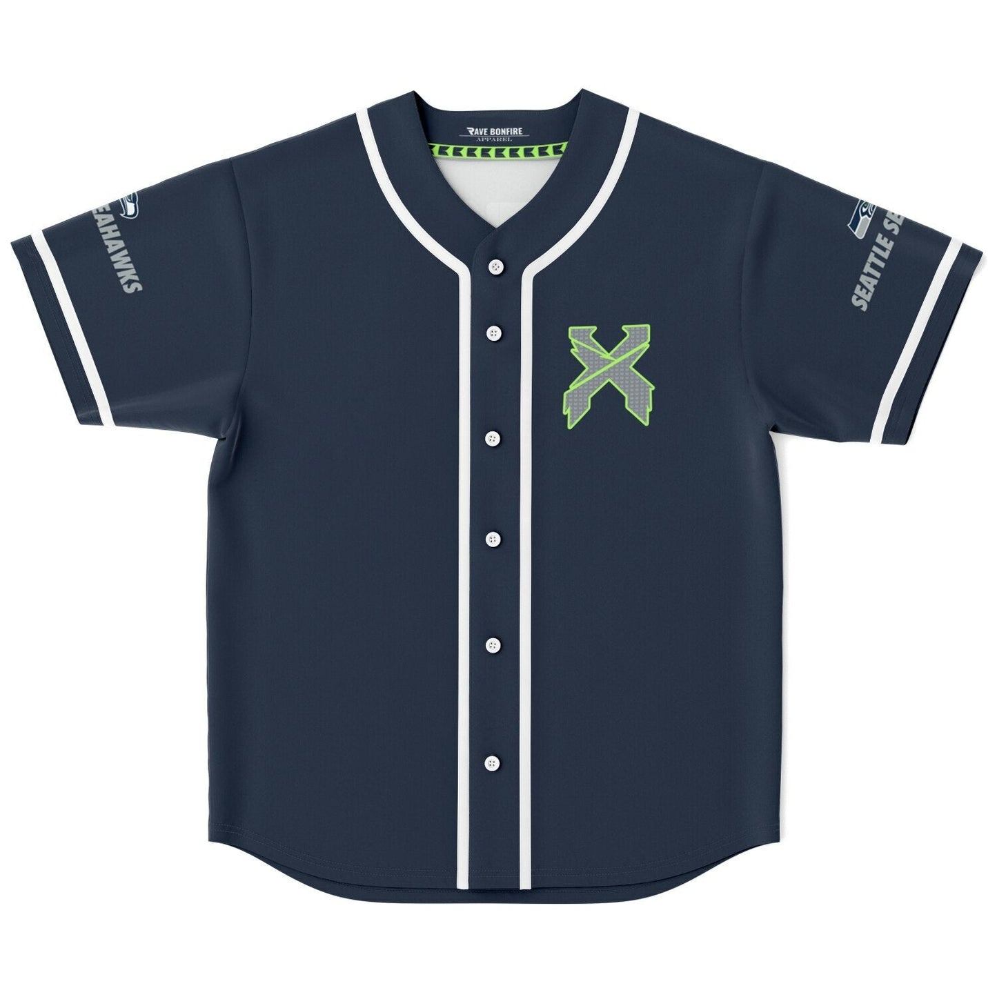 Excision Navy Blue Green Grey Rave Baseball Jersey