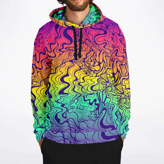 Rainbow Melt Psychedelic Lines Rave Hoodie