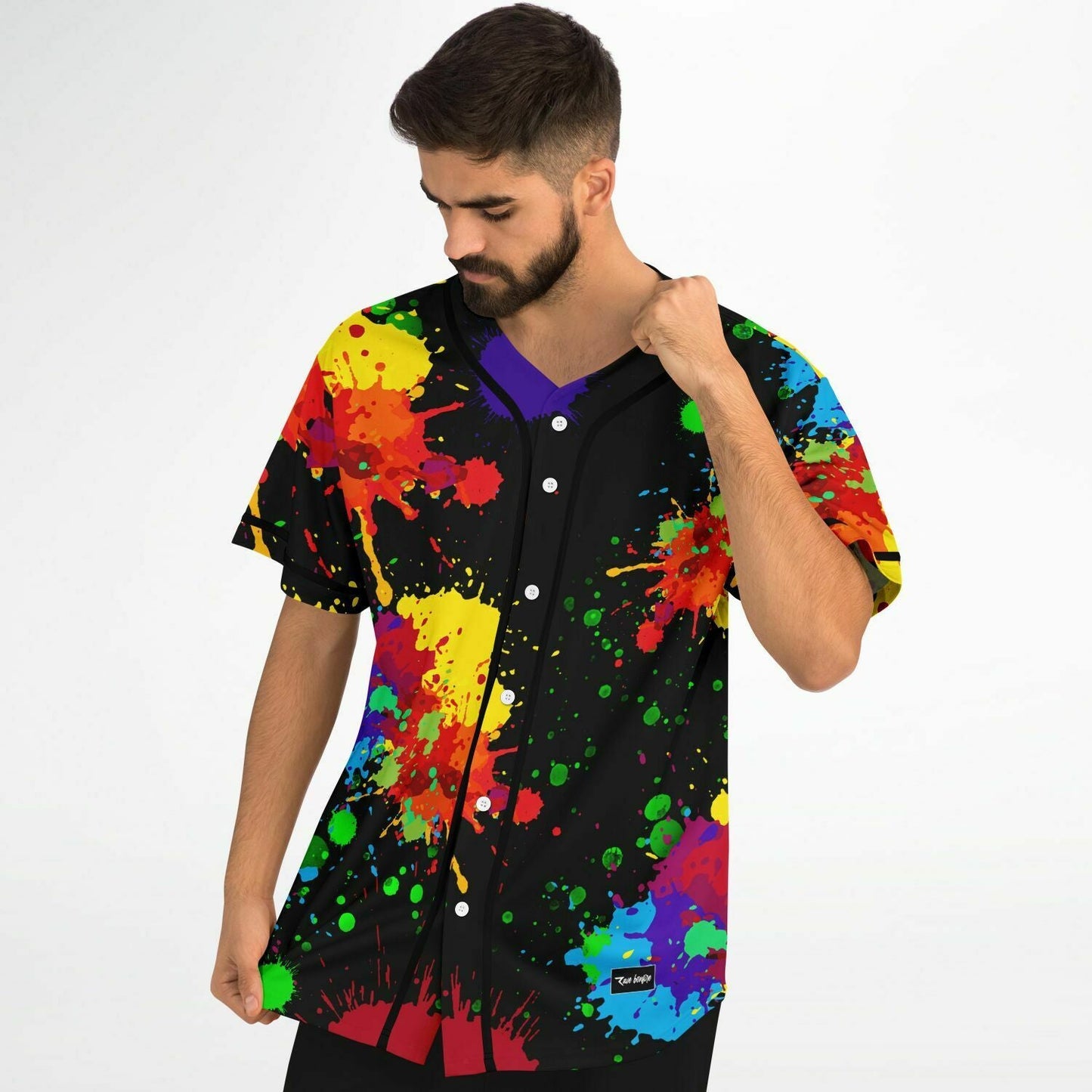 Black Colorful Paint Rave Baseball Jersey