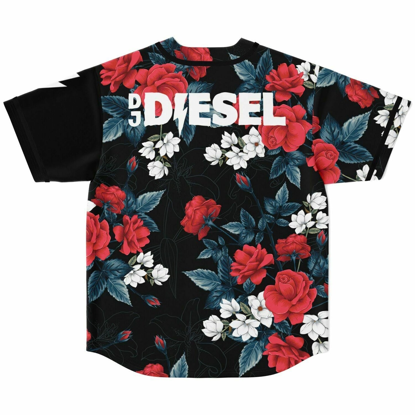 DJ Diesel Black Dark Floral Rave Baseball Jersey