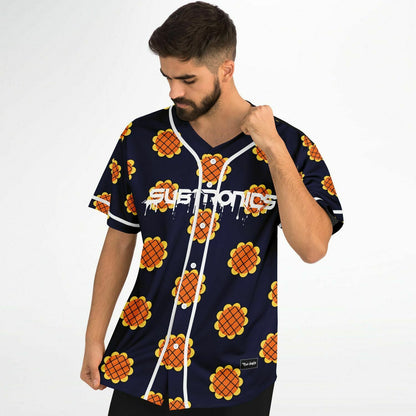 Subtronics Navy Blue Repeating Orange Rave Baseball Jersey