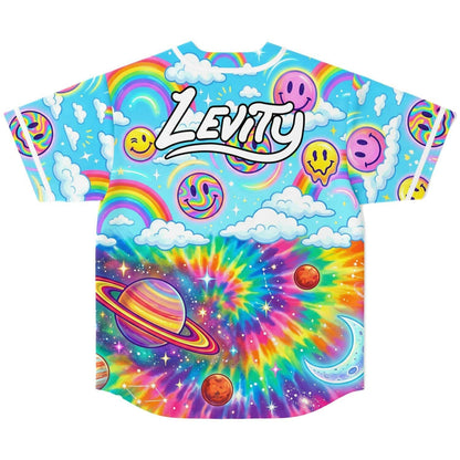 Levity Bright Rainbow Lisa Frank Rave Baseball Jersey