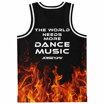 JOISEYJAY Black Roaring Flames Rave Basketball Jersey