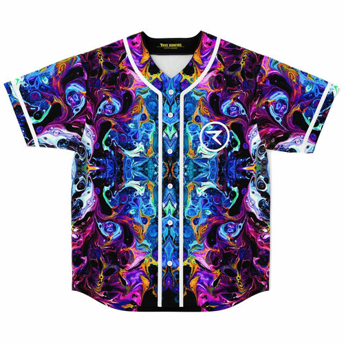 Vivid Purple Kaleidoscopic Mirrored Rave Baseball Jersey
