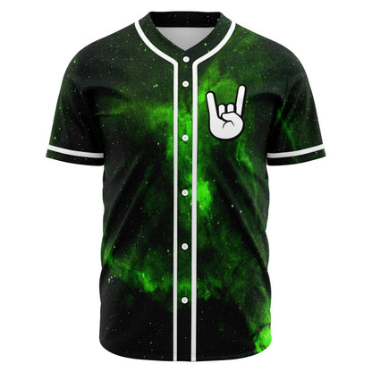 Black Green Galaxy Rave Baseball Jersey