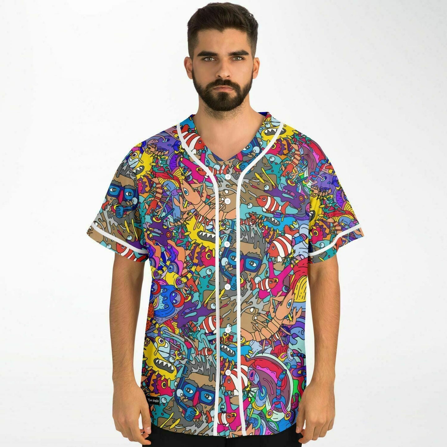 Grey Dense Doodle Rave Baseball Jersey