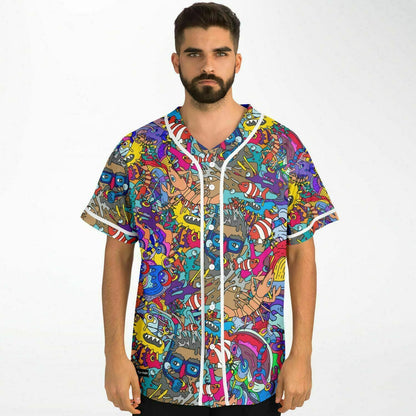 Grey Dense Doodle Rave Baseball Jersey
