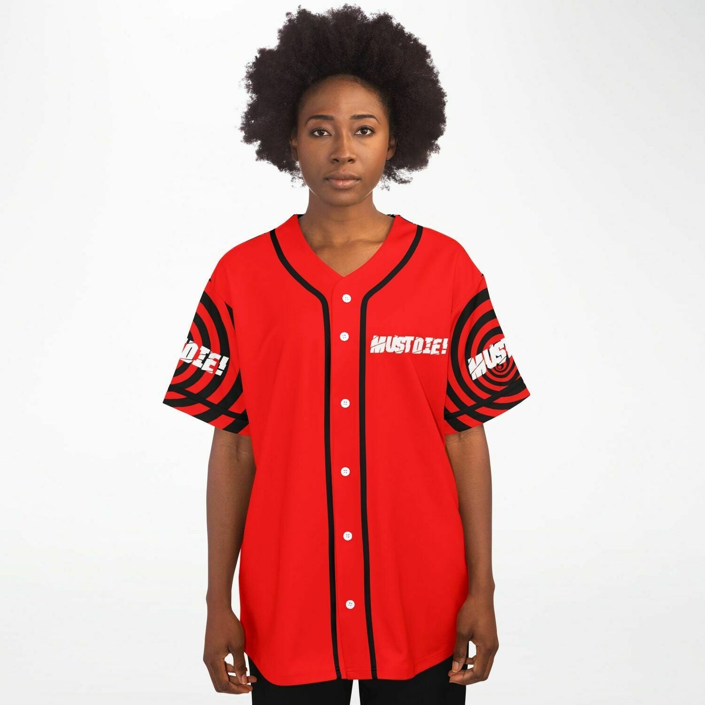 MUST DIE! Red Wordmark Logo Rave Baseball Jersey