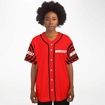 MUST DIE! Red Wordmark Logo Rave Baseball Jersey