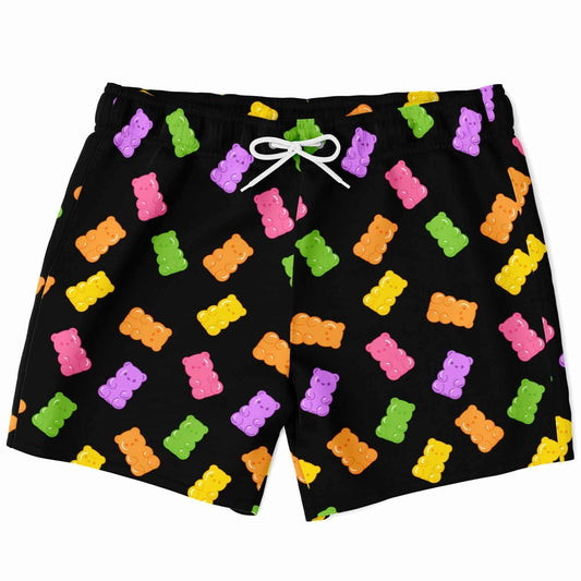 Black Scattered Gummy Rave Swim Trunks