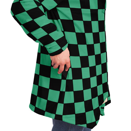 Teal Green Black Checkered Rave Cloak