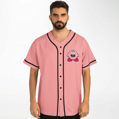 Salmon Pink Kirby Cartoon Rave Baseball Jersey